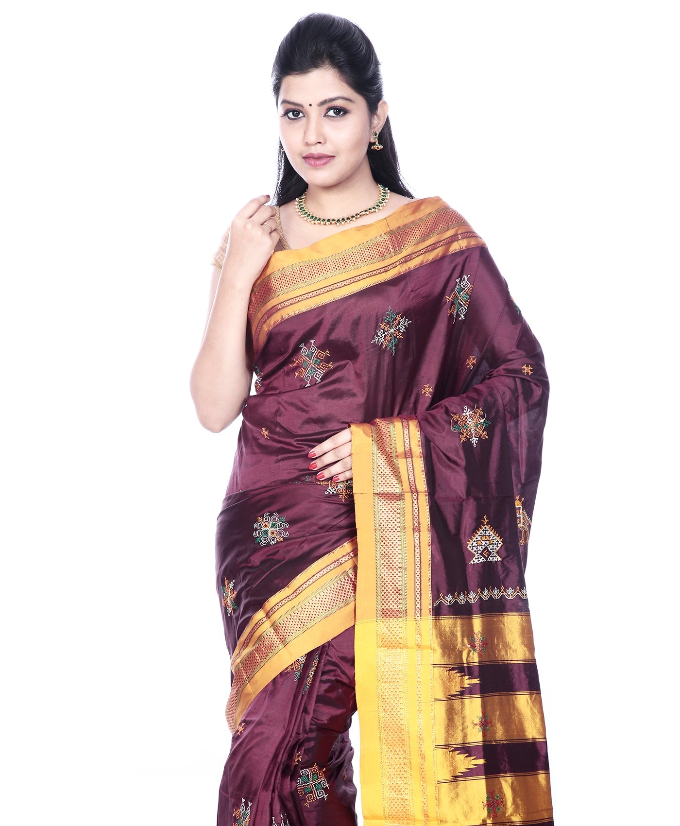 Dark Maroon Ilkal Silk Saree